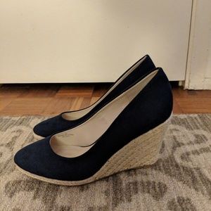 Monsoon Fleur Navy Wedges